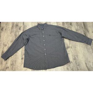 Polo Ralph Lauren Shirt Mens 2XL Button Down Navy Check Long Sleeve Preppy